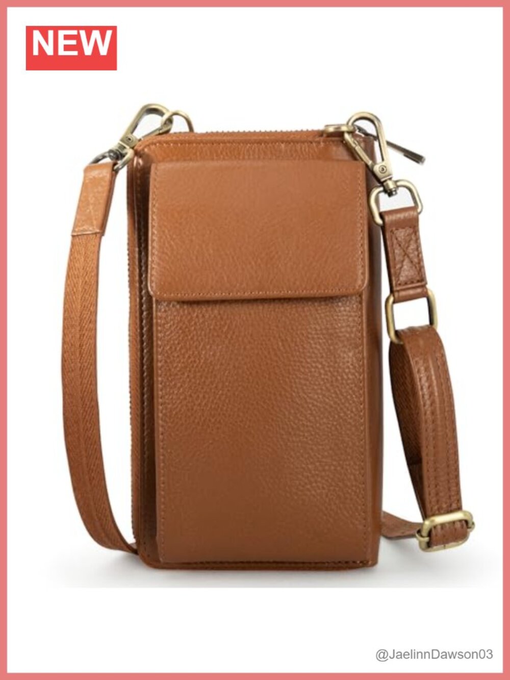 Leather Crossbody Bag RFID Blocking Anti Theft Adjustable Strap 12 Card Slots
